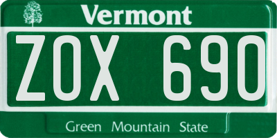 VT license plate ZOX690