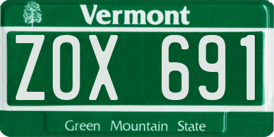 VT license plate ZOX691