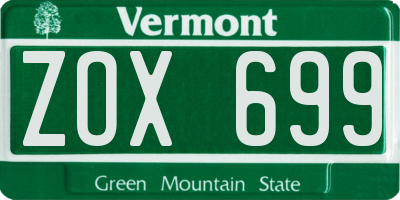 VT license plate ZOX699