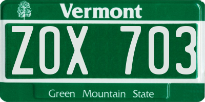 VT license plate ZOX703