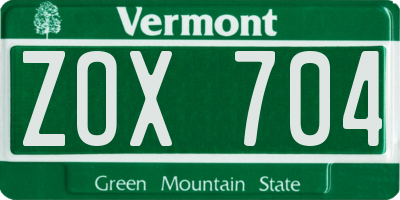 VT license plate ZOX704
