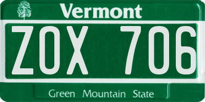 VT license plate ZOX706