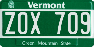 VT license plate ZOX709