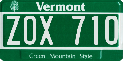 VT license plate ZOX710