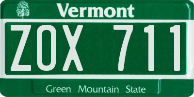 VT license plate ZOX711