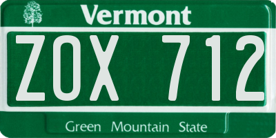 VT license plate ZOX712