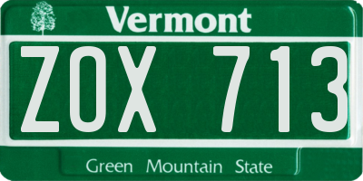 VT license plate ZOX713