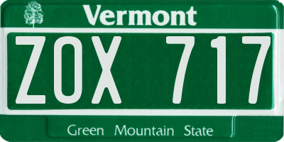 VT license plate ZOX717