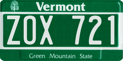 VT license plate ZOX721