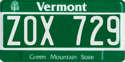 VT license plate ZOX729