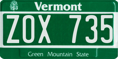 VT license plate ZOX735