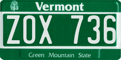 VT license plate ZOX736