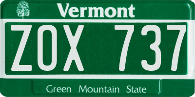 VT license plate ZOX737