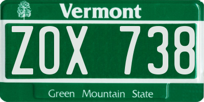 VT license plate ZOX738