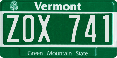 VT license plate ZOX741