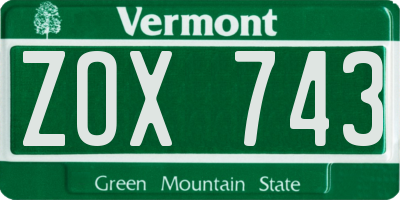 VT license plate ZOX743