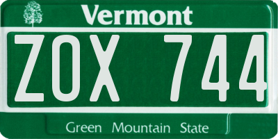 VT license plate ZOX744