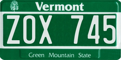 VT license plate ZOX745