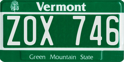 VT license plate ZOX746