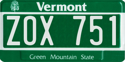 VT license plate ZOX751