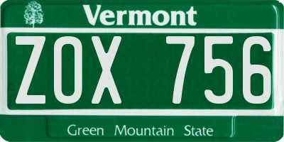VT license plate ZOX756