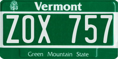 VT license plate ZOX757