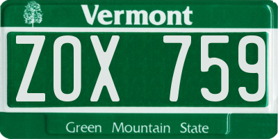 VT license plate ZOX759
