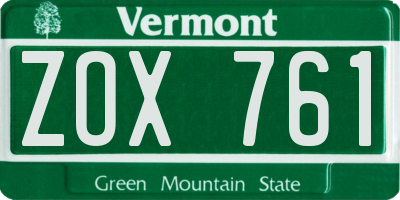 VT license plate ZOX761