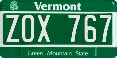 VT license plate ZOX767
