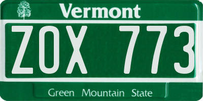 VT license plate ZOX773