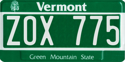 VT license plate ZOX775