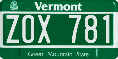VT license plate ZOX781