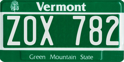 VT license plate ZOX782