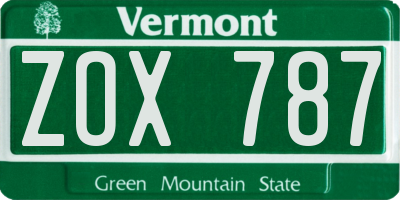 VT license plate ZOX787