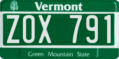 VT license plate ZOX791