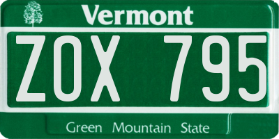 VT license plate ZOX795