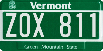 VT license plate ZOX811