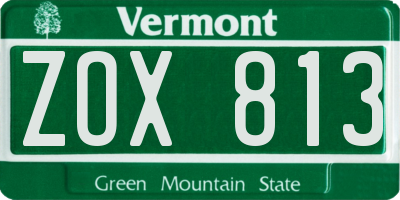 VT license plate ZOX813