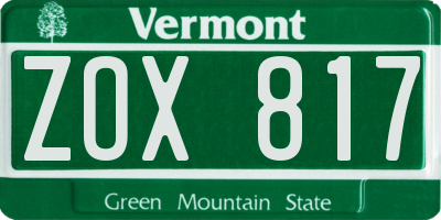 VT license plate ZOX817