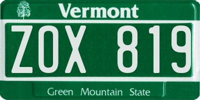 VT license plate ZOX819