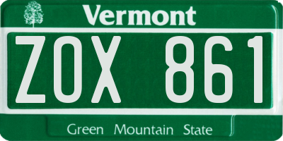 VT license plate ZOX861