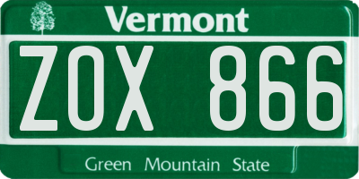 VT license plate ZOX866