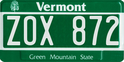 VT license plate ZOX872