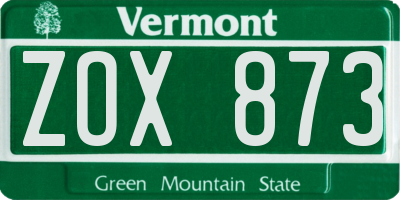 VT license plate ZOX873