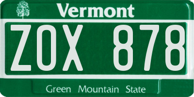 VT license plate ZOX878