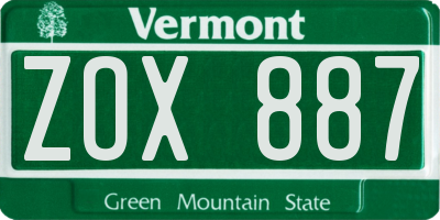 VT license plate ZOX887