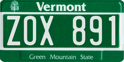 VT license plate ZOX891