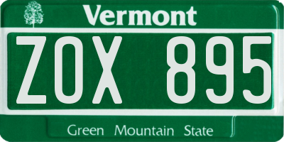 VT license plate ZOX895