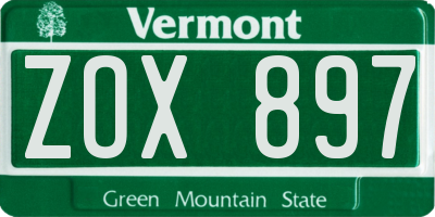 VT license plate ZOX897