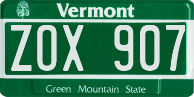 VT license plate ZOX907